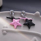 Pink star necklace, pink black star earrings, dopamine girl style