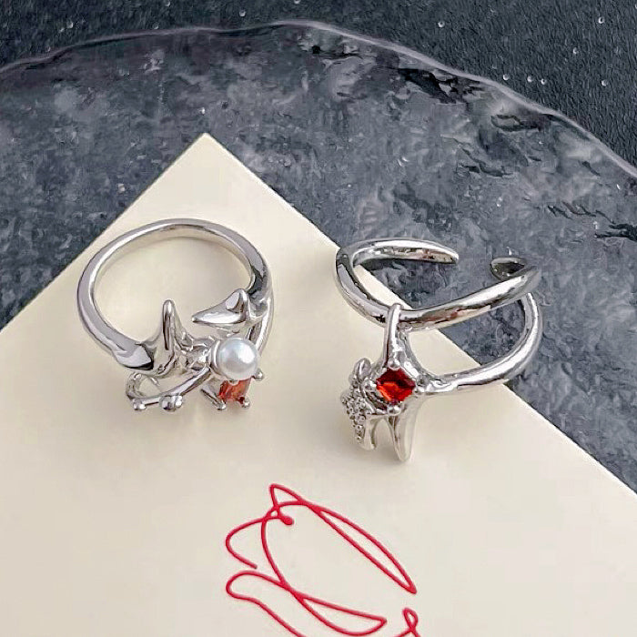 Ruby Star Ring，Fashion hip -hop Couple Ring