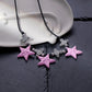 Pink star necklace, pink black star earrings, dopamine girl style