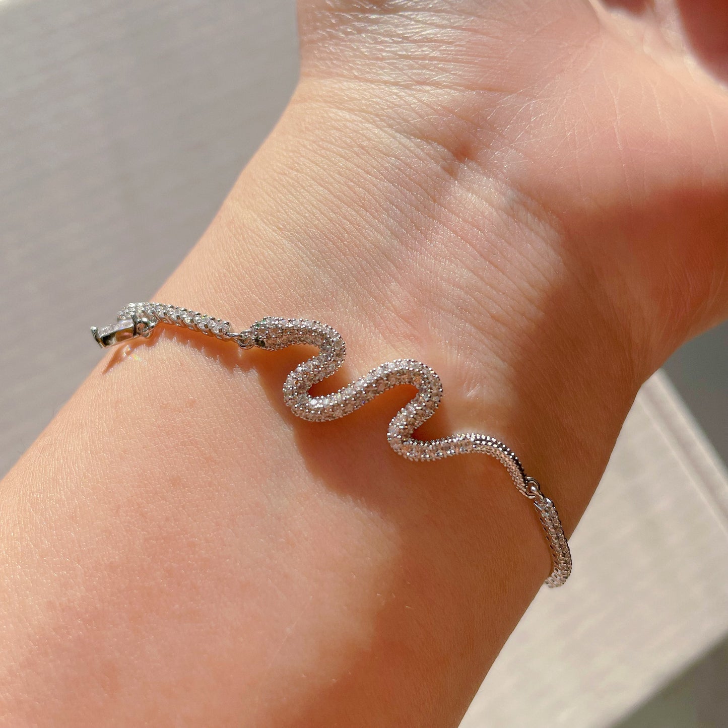 Silver Snake Diamond Bracelet