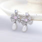 Pink Diamond Bowknot Pearl Earrings，Pink Diamond Bowknot Pearl Set