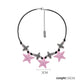 Pink star necklace, pink black star earrings, dopamine girl style