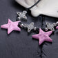 Pink star necklace, pink black star earrings, dopamine girl style