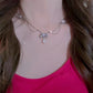 Pink Diamond Bowknot Pearl Necklace, Daily Fashion Clavicle Chain