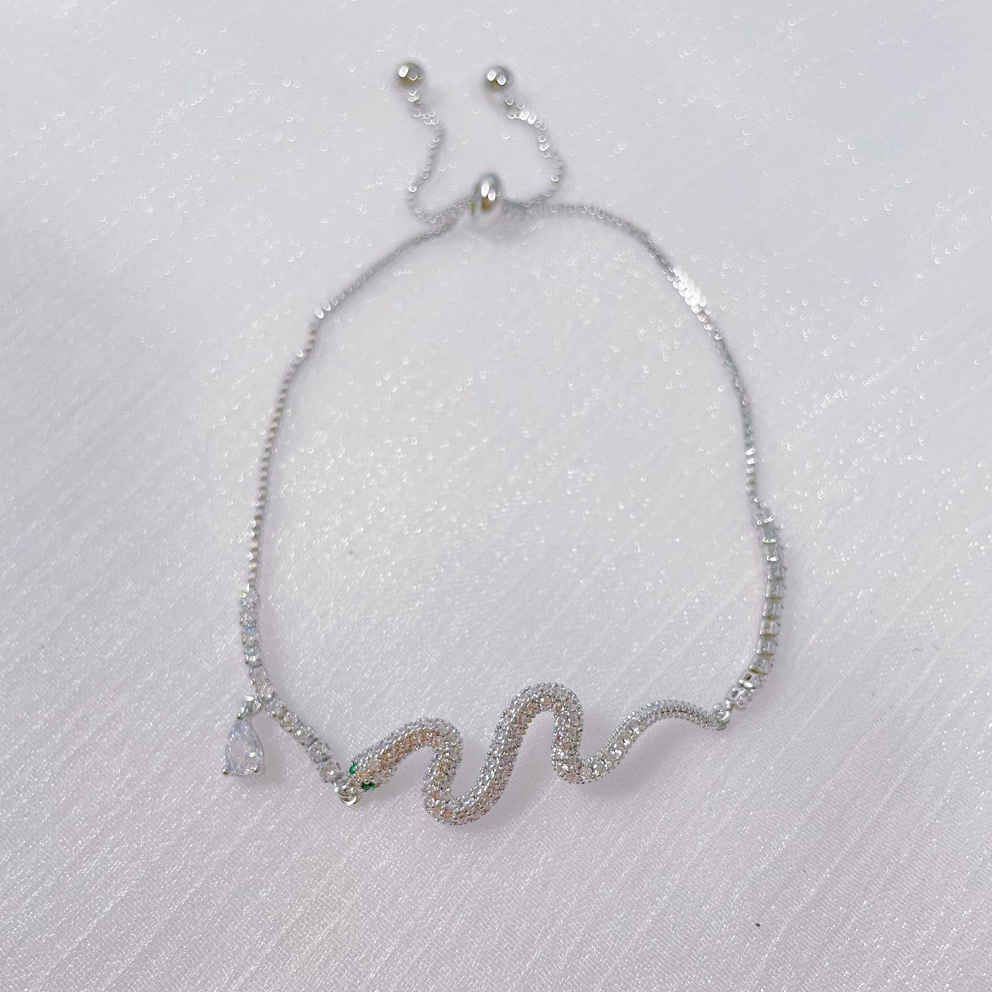 Silver Snake Diamond Bracelet