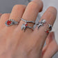 Ruby Star Ring，Fashion hip -hop Couple Ring