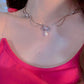 Pink Diamond Bowknot Pearl Necklace, Daily Fashion Clavicle Chain