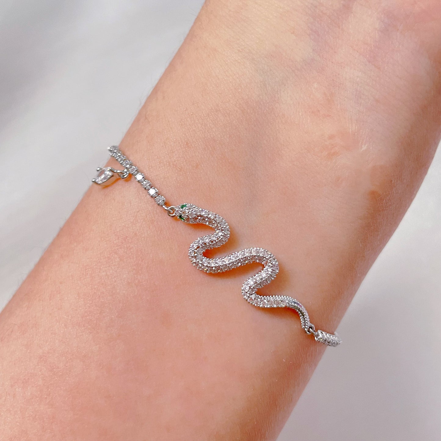 Silver Snake Diamond Bracelet