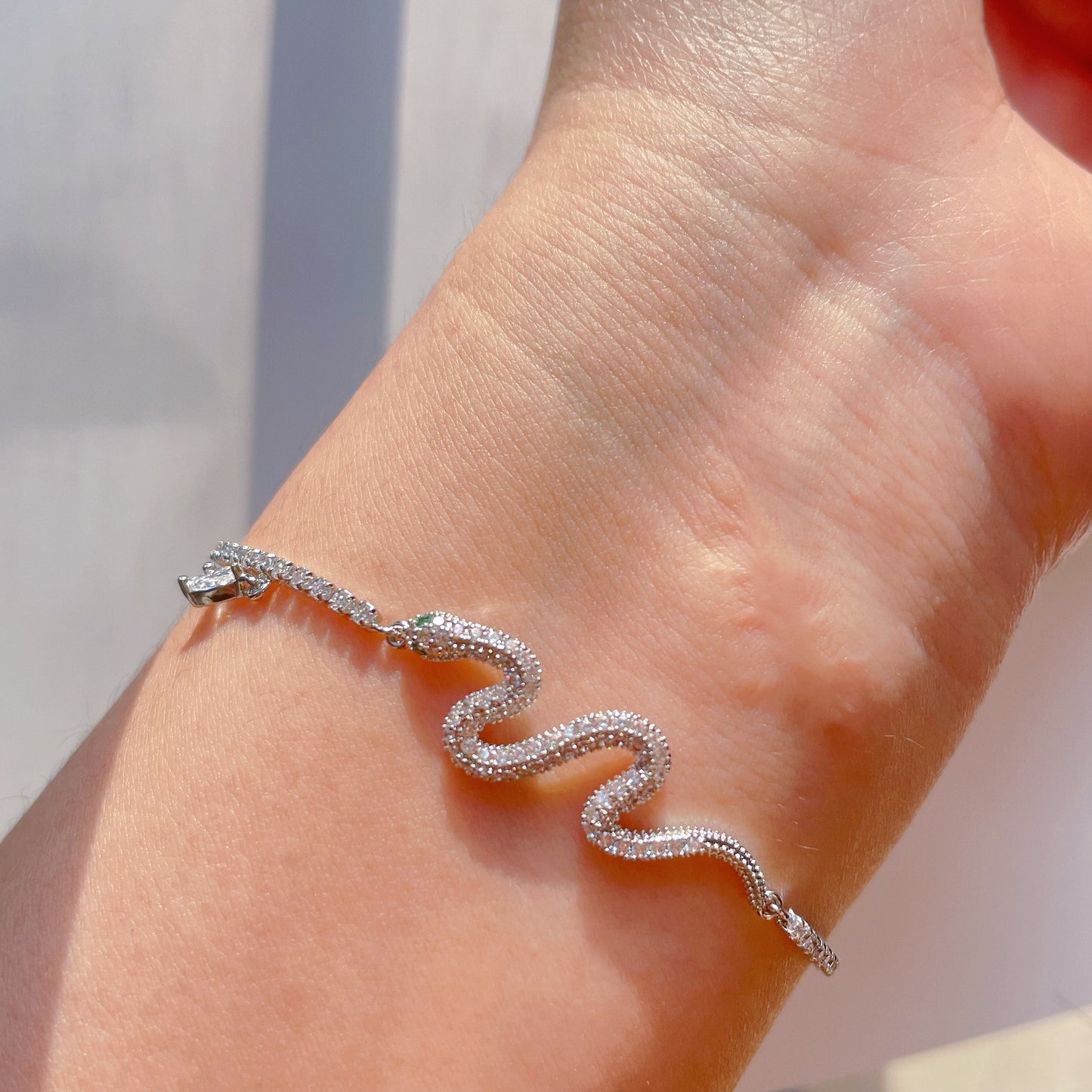 Silver Snake Diamond Bracelet