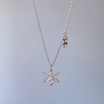 Platinum Plated Snowflake Elk Necklace