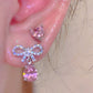 Pink Zircon Heart Earrings