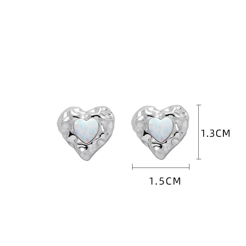 Opal Heart Earrings，Opal Diamond Earrings