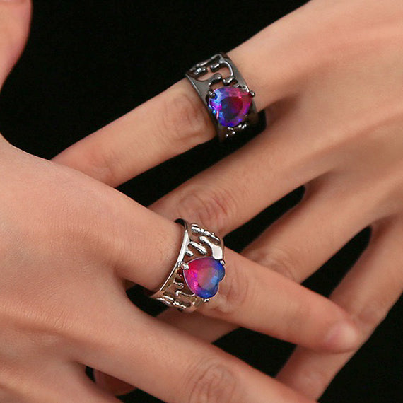 Cutout Lava Purple Gradient Heart Open Ring