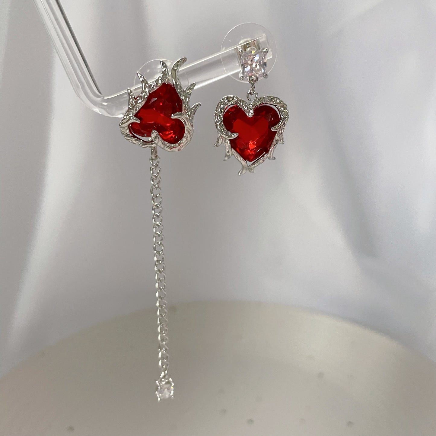 Ruby Tassel Zircon Earrings