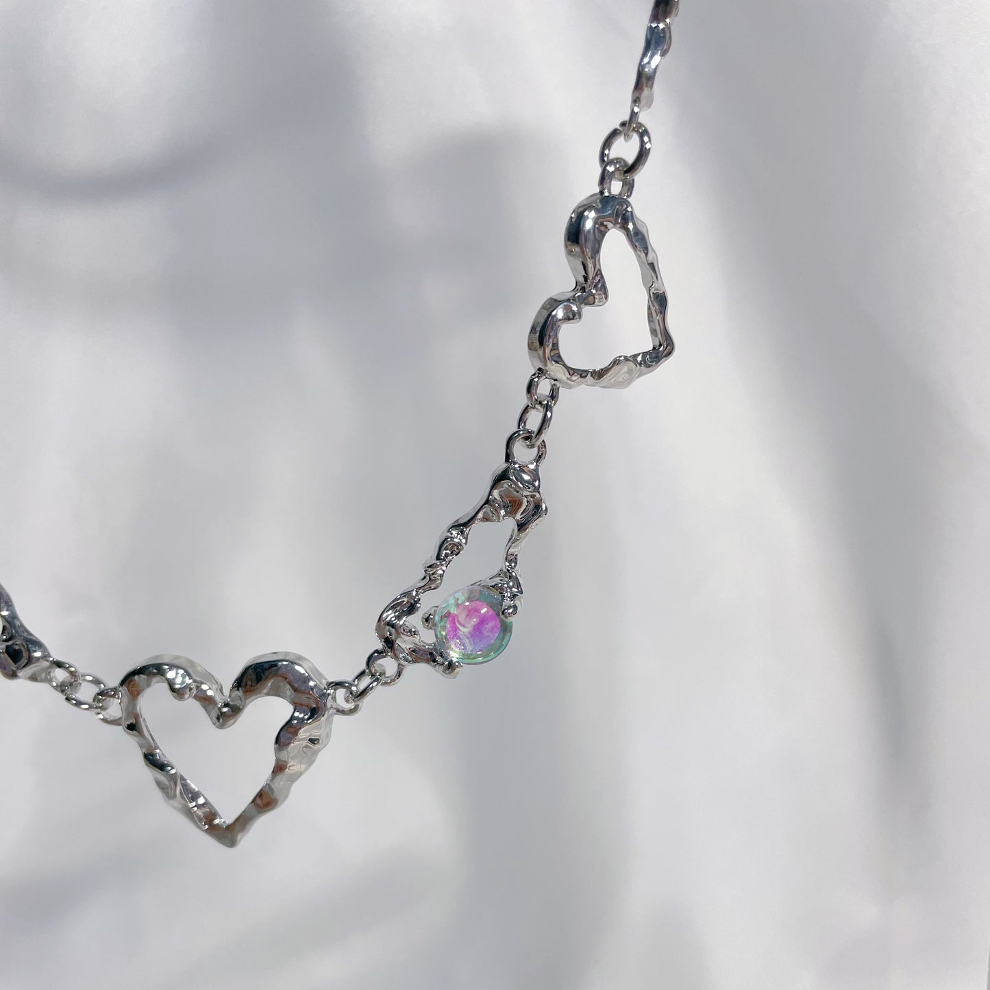 Hollow Heart Stitching Zircon Necklace