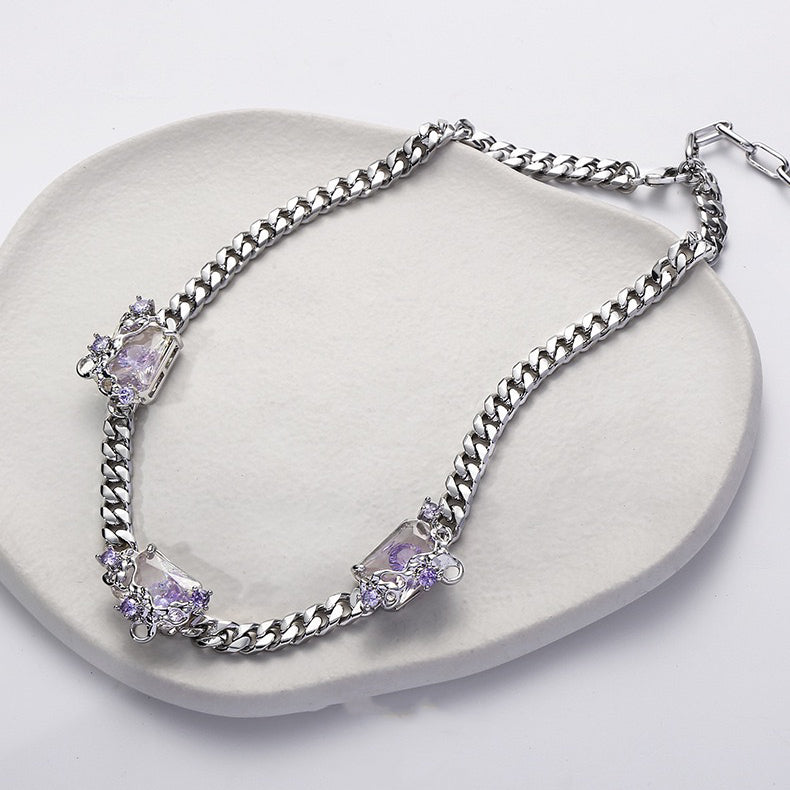 Purple Zircon Necklace，Purple Zircon Bracelet