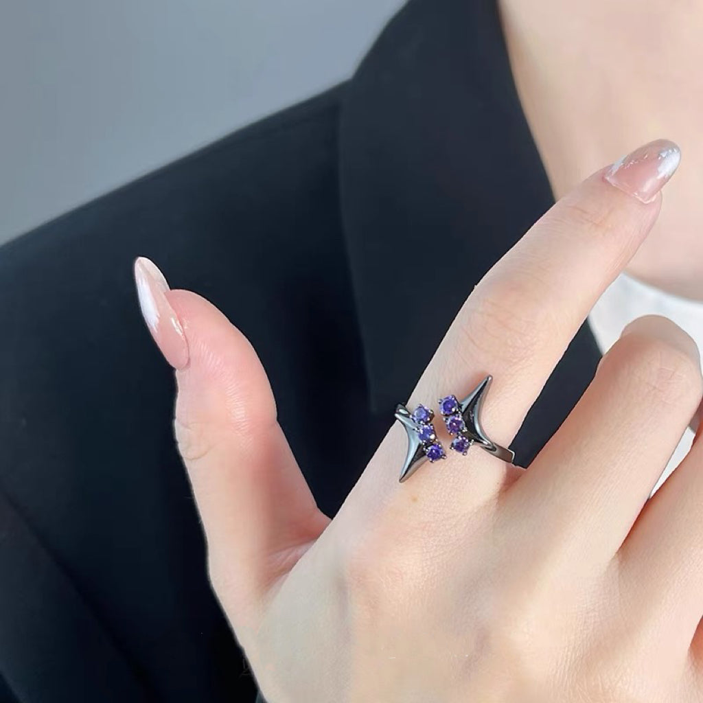 Purple Zircon Star Open Ring