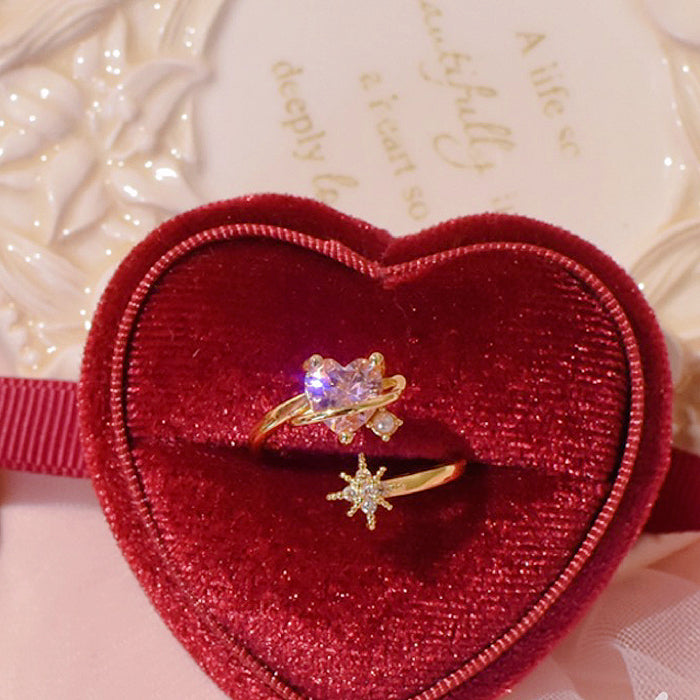 Pink Gem Heart Planet Ring