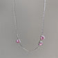 Pink Diamond Heart Necklace, y2kpink style Clavicle Chain