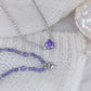 Purple Zircon Heart  Diamond Necklace，Purple Beaded Heart Necklace