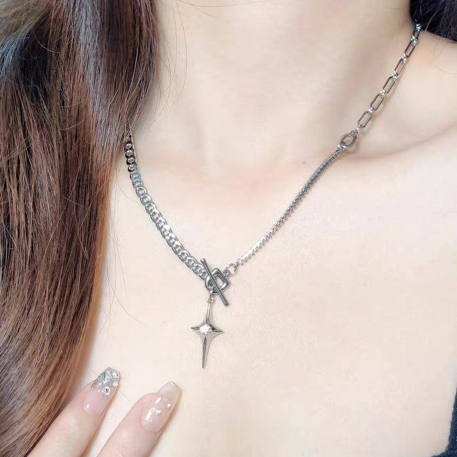 Star Mount Asymmetrical Zircon Necklace