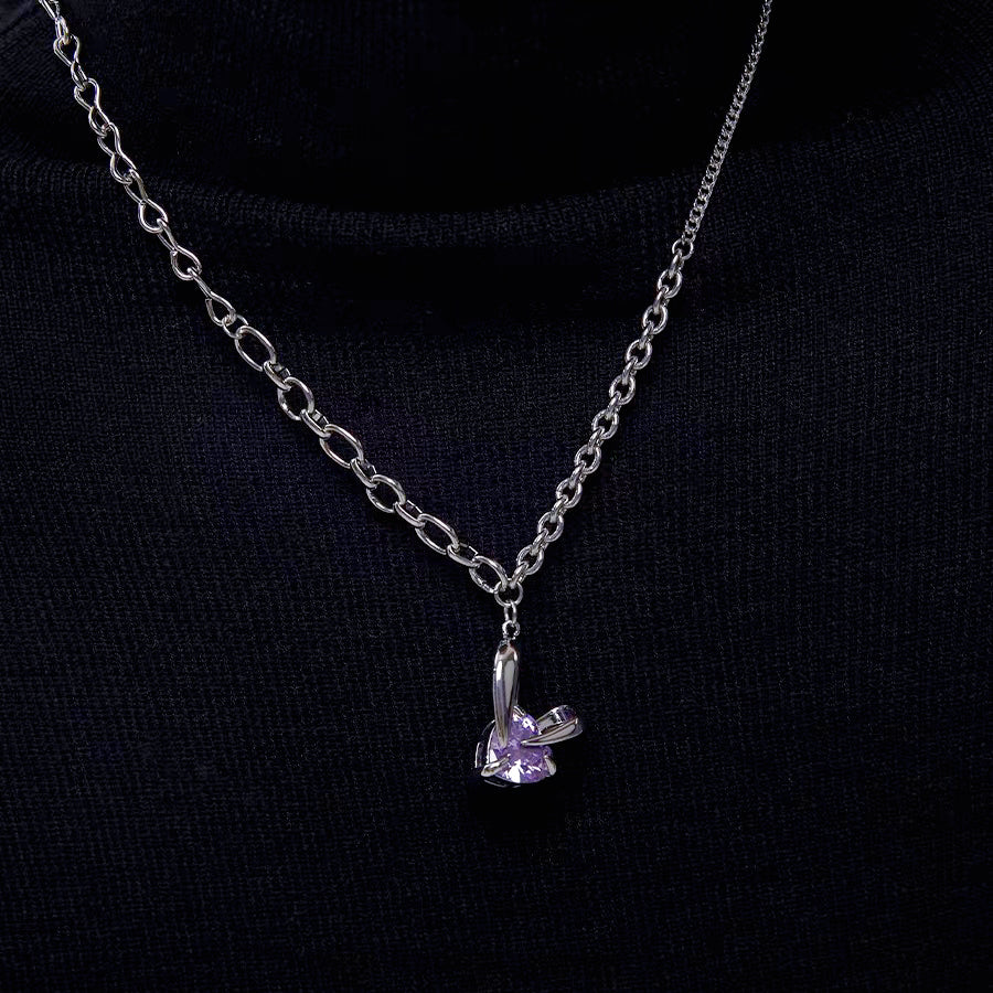 Purple Rabbit Ear Zircon Necklace