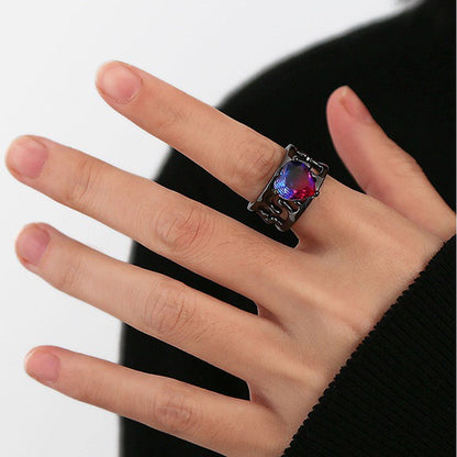 Cutout Lava Purple Gradient Heart Open Ring