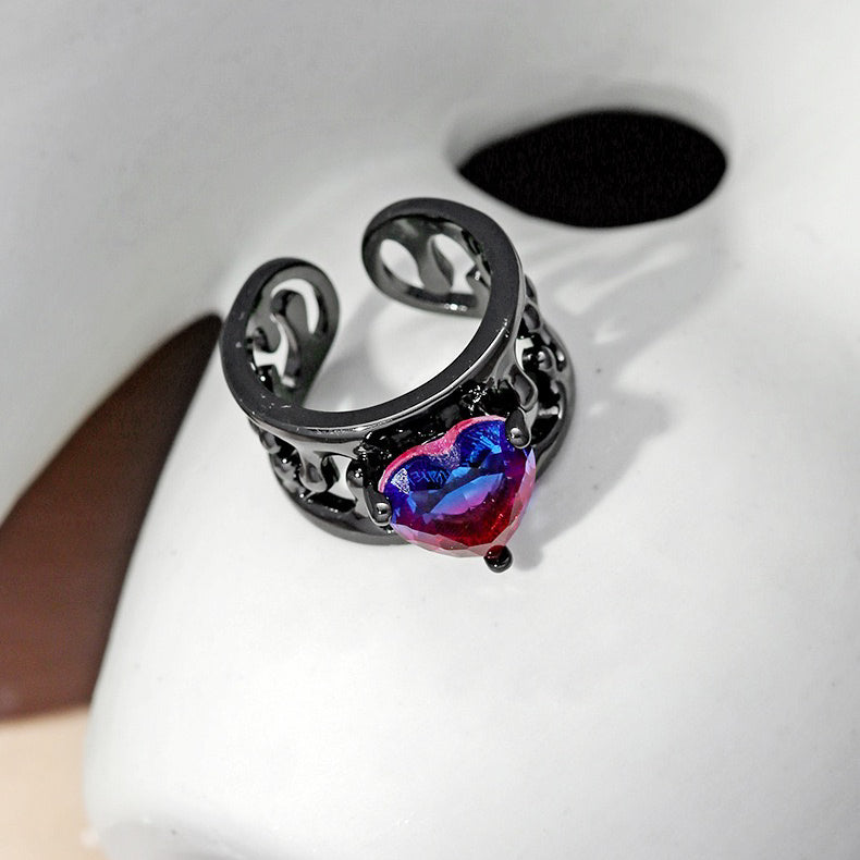 Cutout Lava Purple Gradient Heart Open Ring