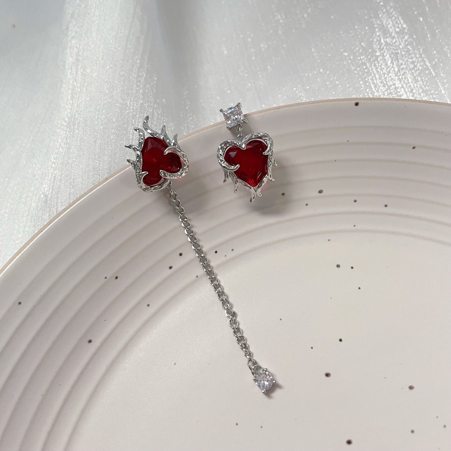 Ruby Tassel Zircon Earrings