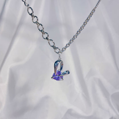 Purple Rabbit Ear Zircon Necklace