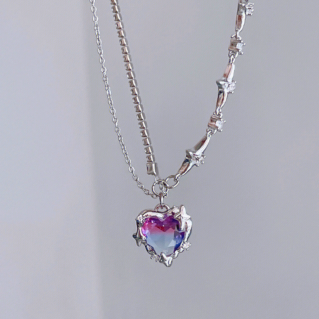 Purple Zircon Heart Necklace