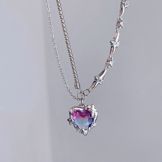 Purple Zircon Heart Necklace