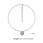 Pink Zircon Heart Pearl Necklace,Y2KPink Style