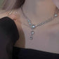 Moonstone Necklace , Punk Hip Hop Style Clavicle Chain