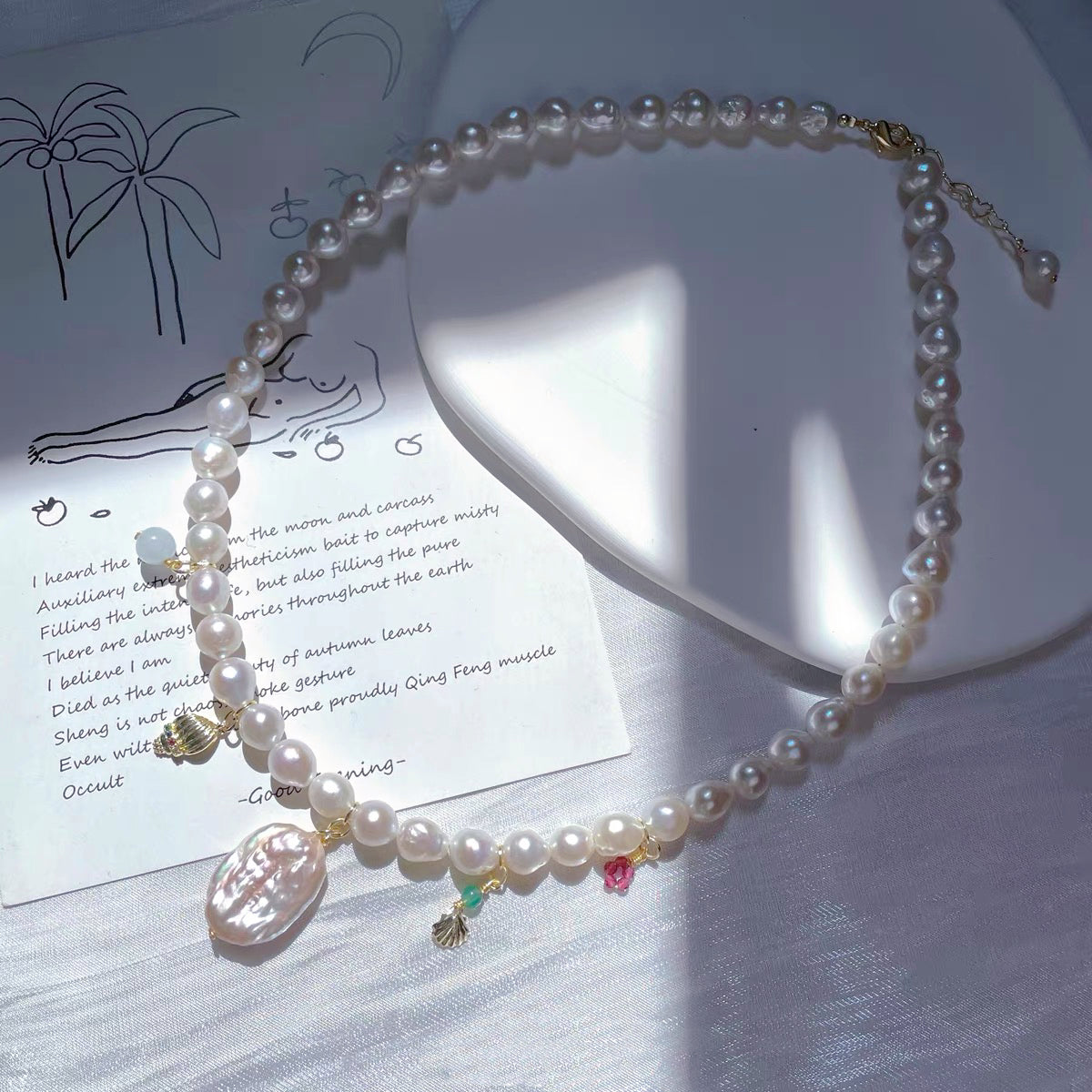 French Baroque Drop Freshwater Pearl Necklace