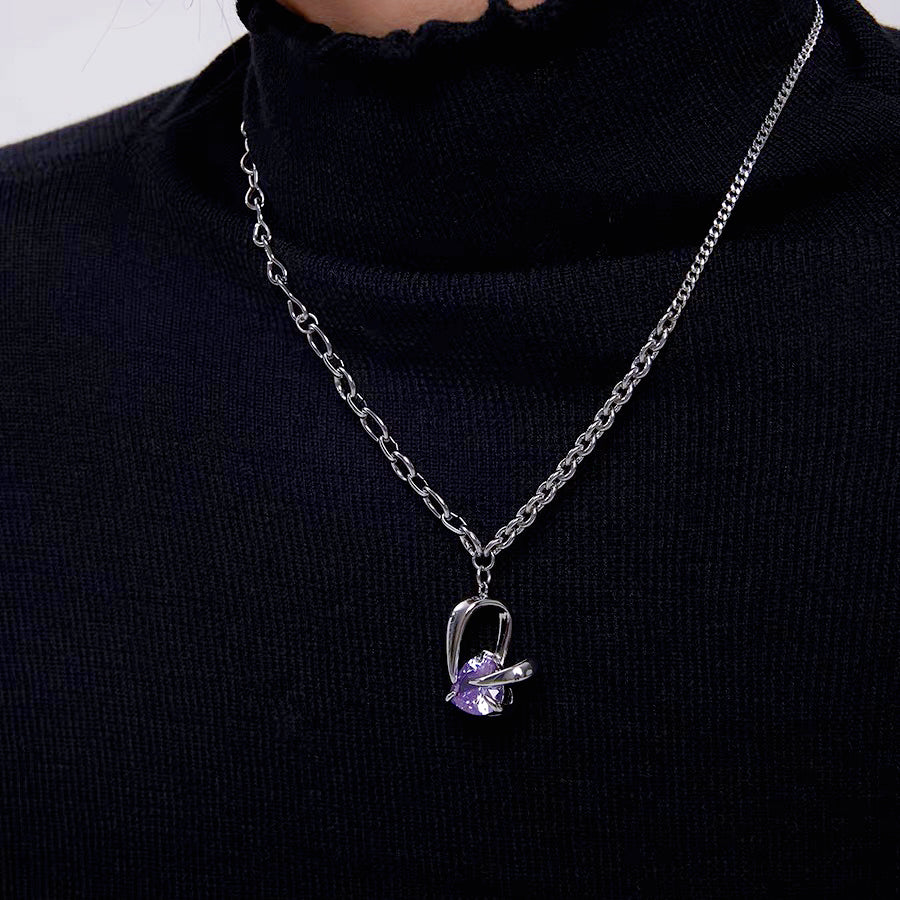 Purple Rabbit Ear Zircon Necklace