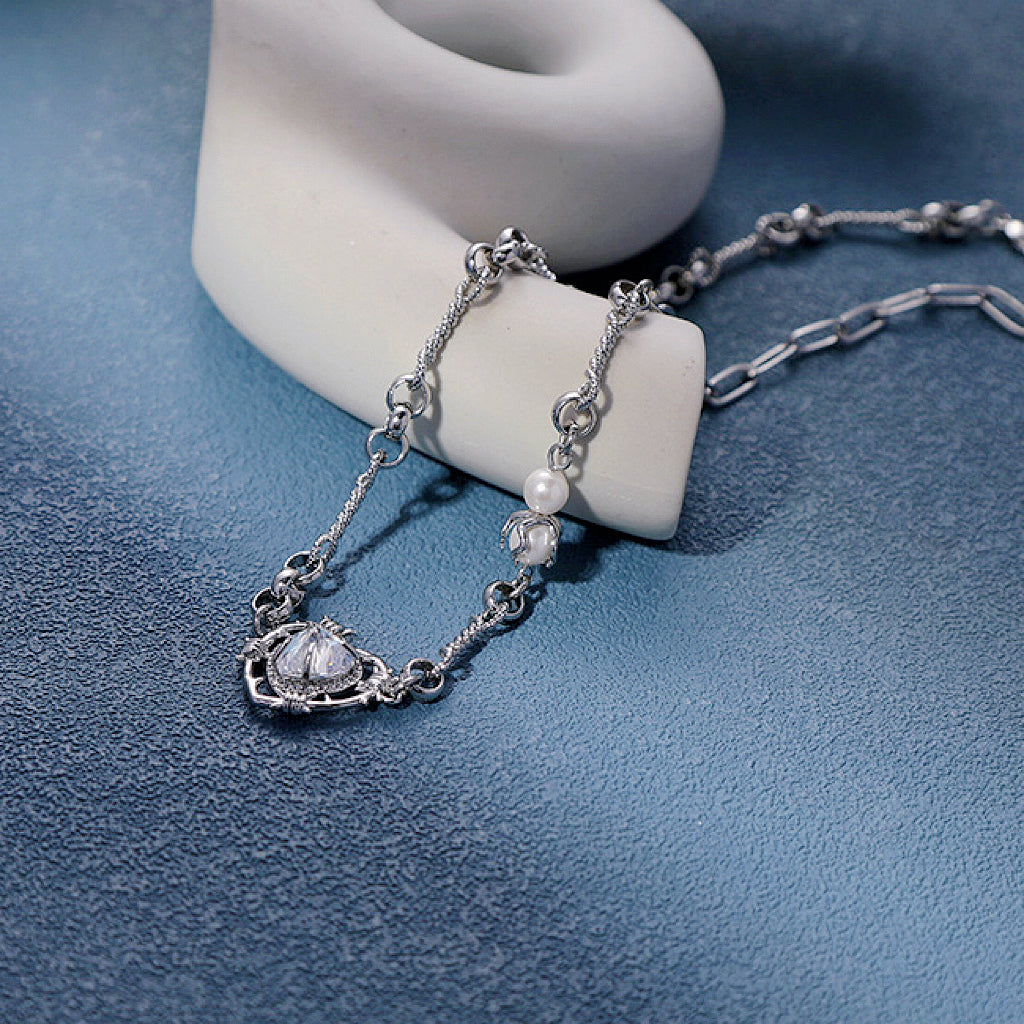 Blue Ice Rock Heart Necklace，Blue Ice Rock Heart Cutout Ring