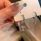 Pink Zircon Key Lock Stud Earrings