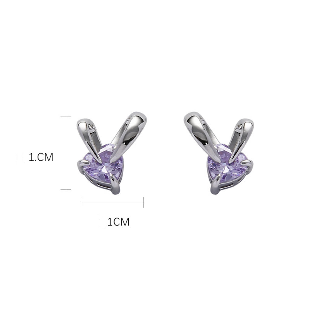 Purple Rabbit Ear Zircon Earrings