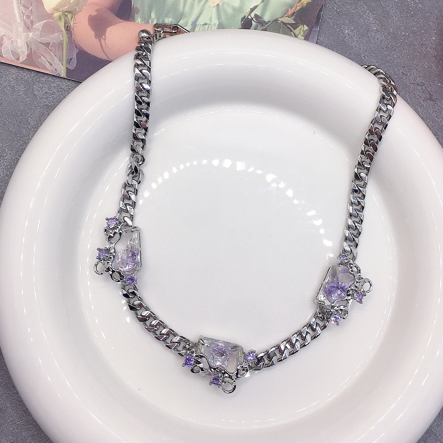 Purple Zircon Necklace，Purple Zircon Bracelet