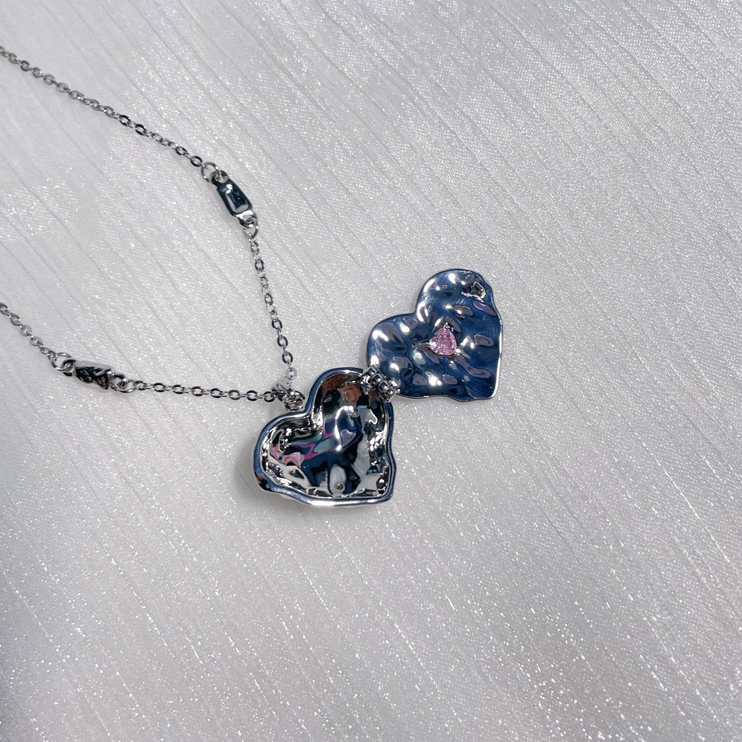 [Confession Heart] Pink Zircon Heart Necklace