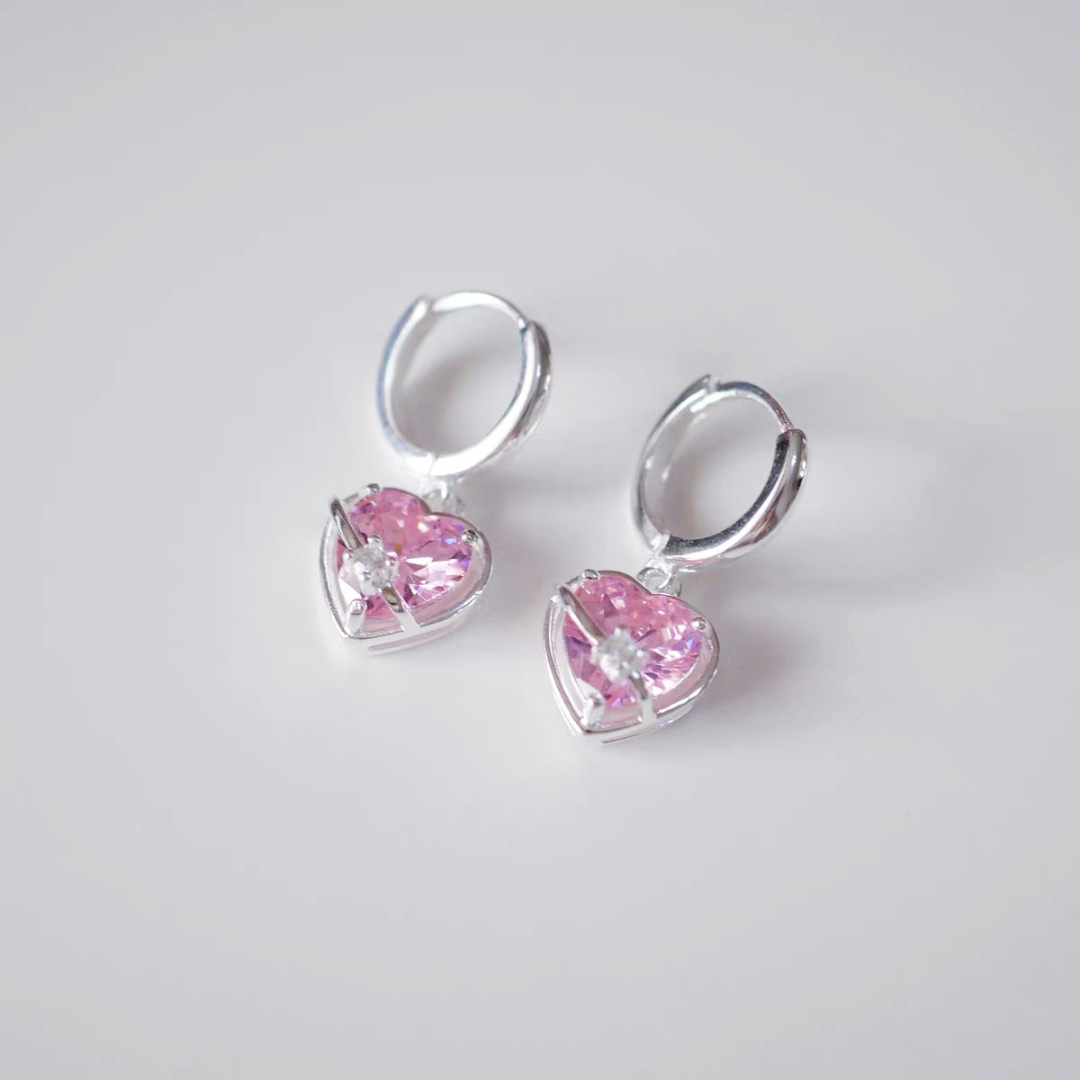 Pink Zircon Love Earrings