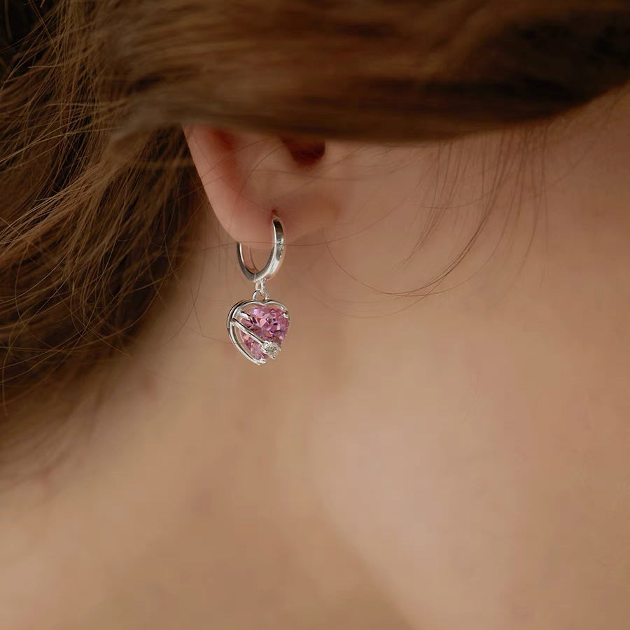 Pink Zircon Love Earrings