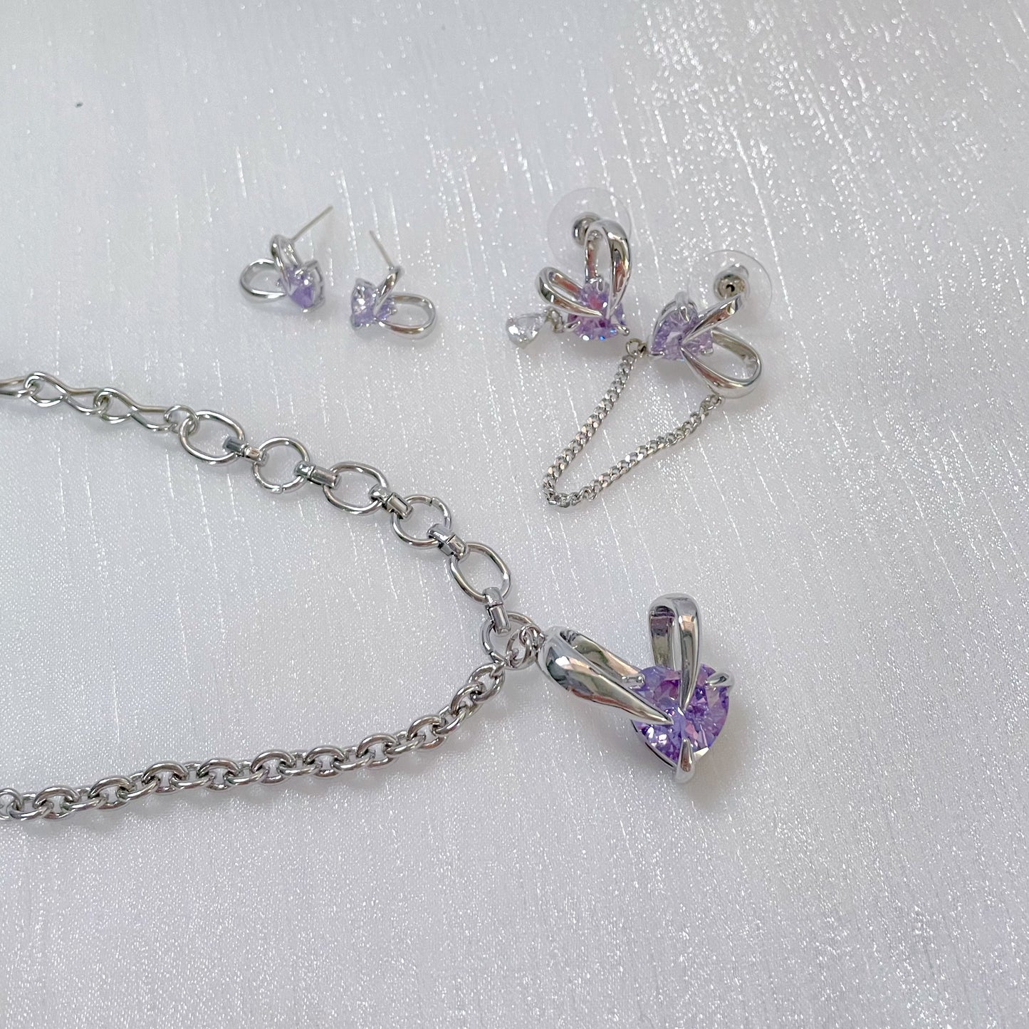 Purple Rabbit Ear Zircon Necklace