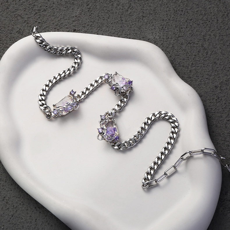 Purple Zircon Necklace，Purple Zircon Bracelet