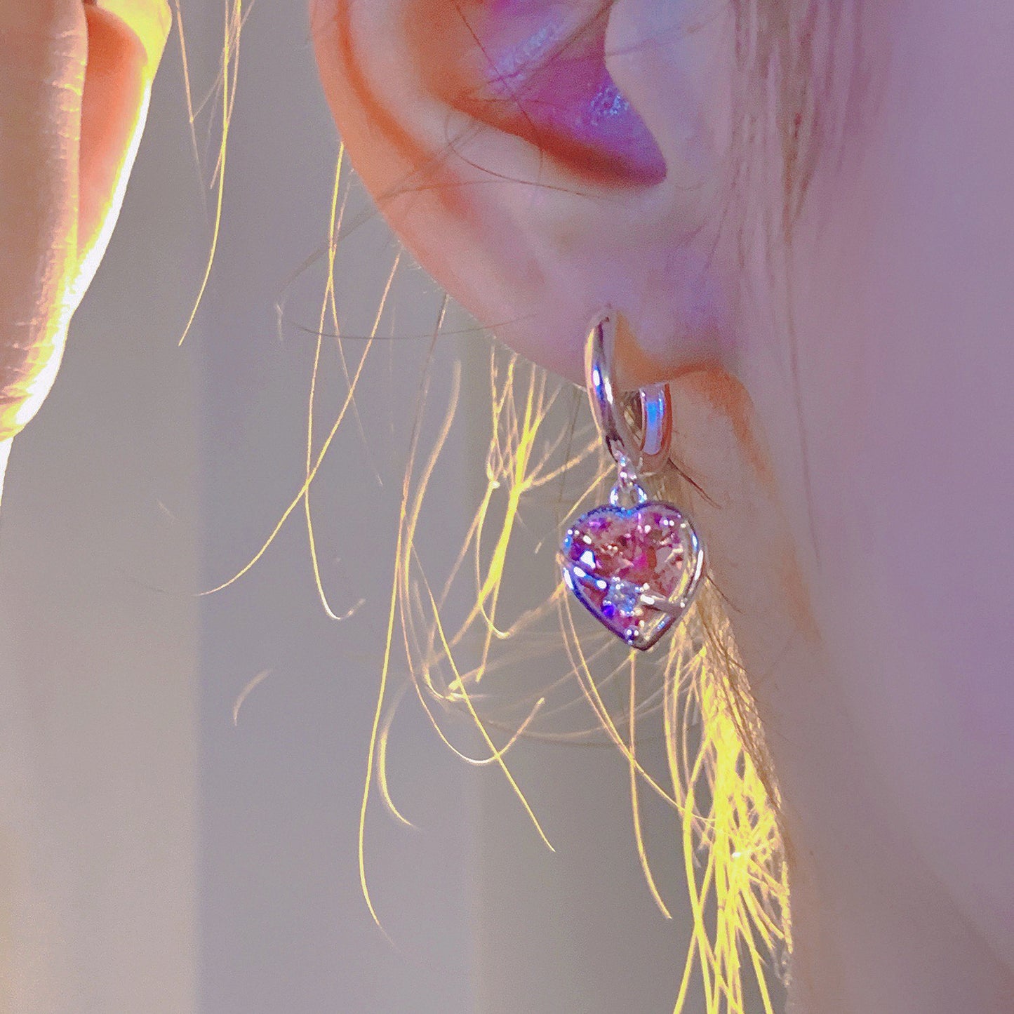 Pink Zircon Love Earrings