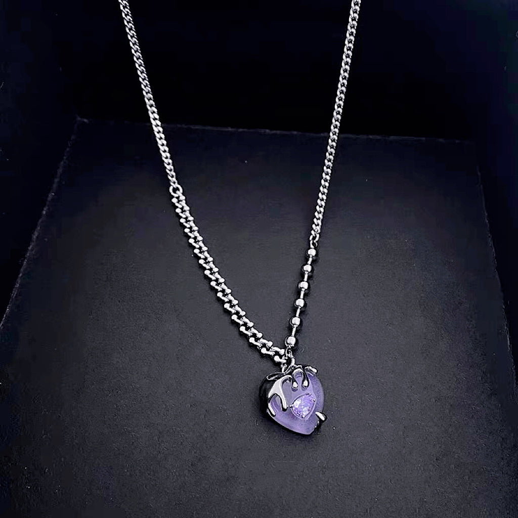 Purple Heart Zircon Necklace， Purple Heart Zircon Earrings