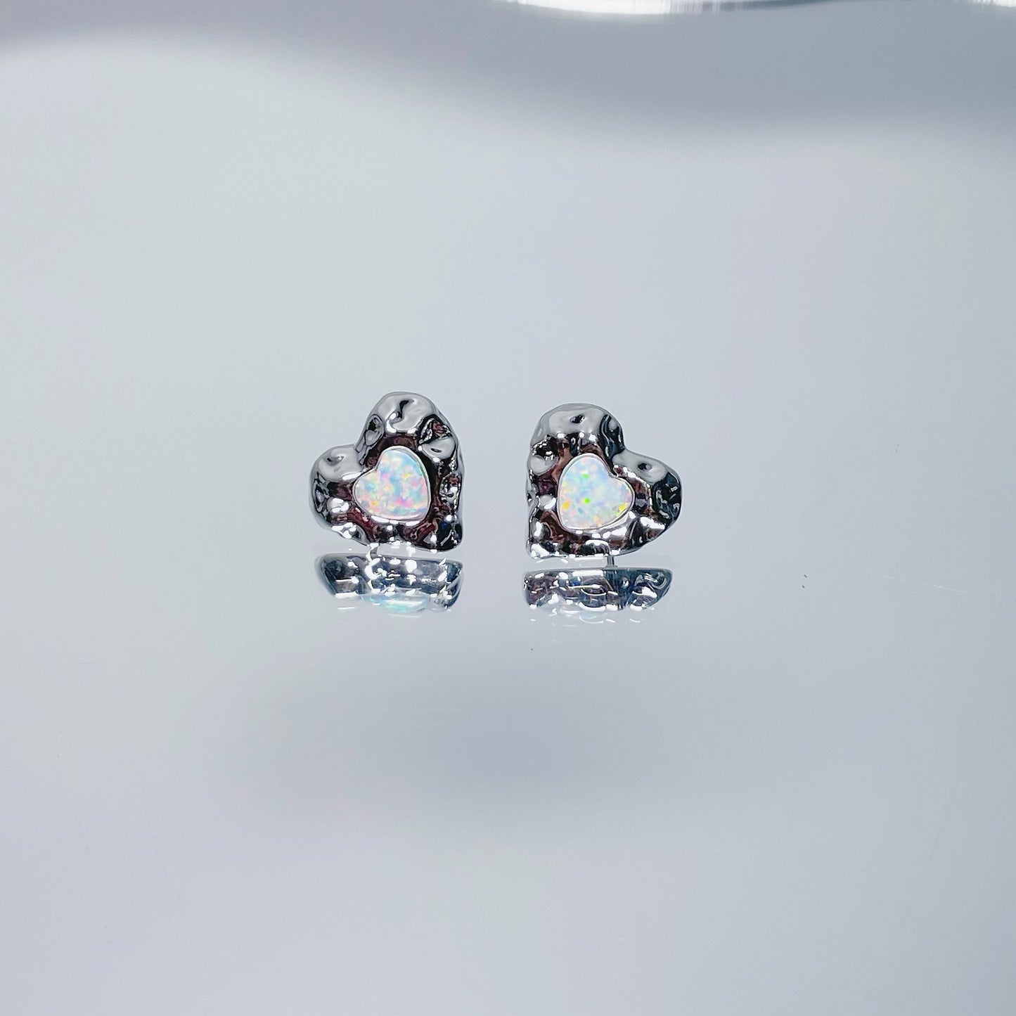 Opal Heart Earrings，Opal Diamond Earrings