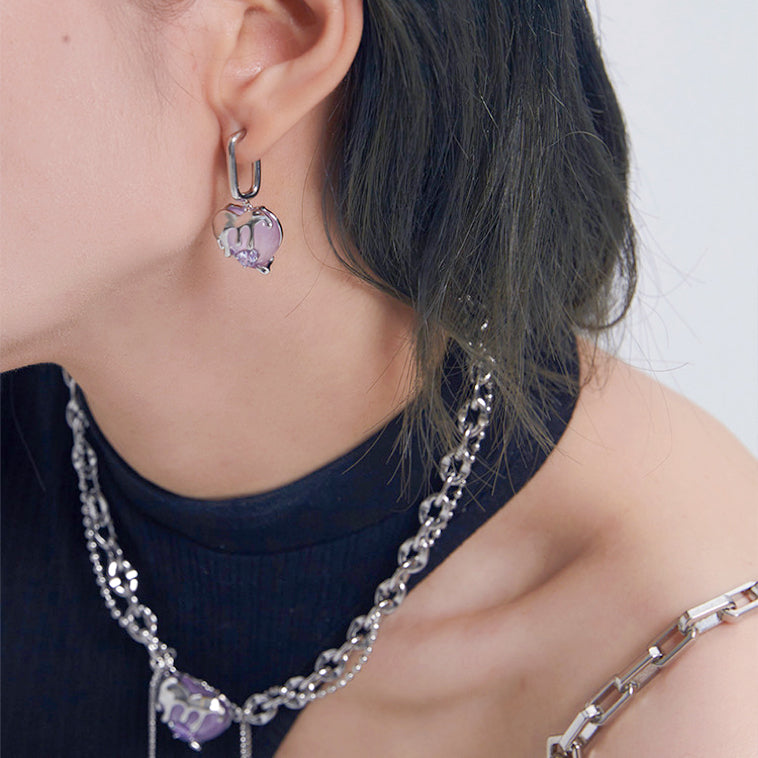 Purple Love Zircon Earrings