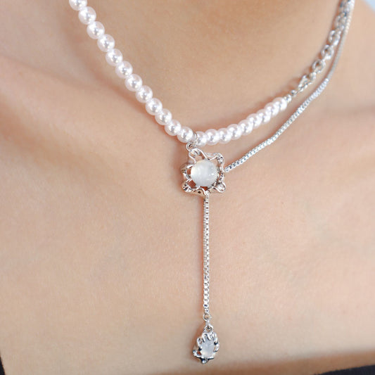 Pearl Moonstone Pendant Necklace